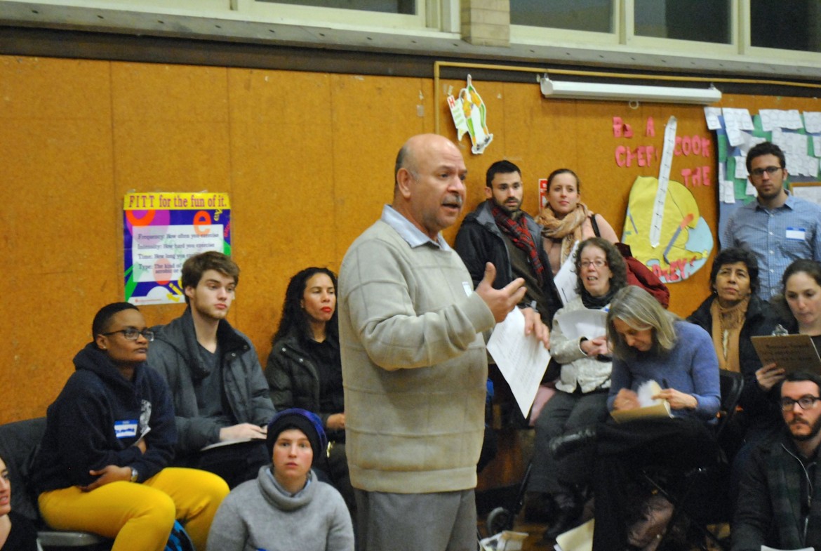 Juan Gonzales addresses a break-out group on affordable housing at the 2014 State of JP forum