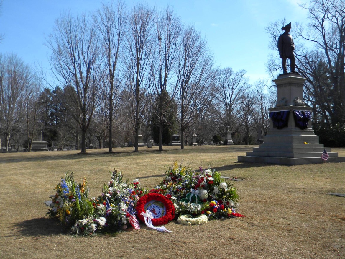 The grave of Firefighter Michael Kennedy in the Fireman's Lot at Forest Hills Cemetery.