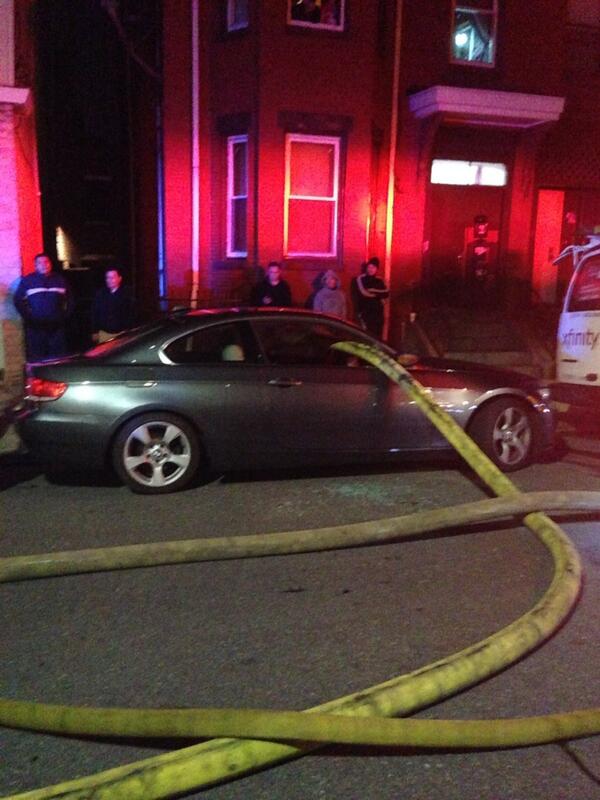 Car parked at fire hydrant at East Boston fire on April 9, 2014.