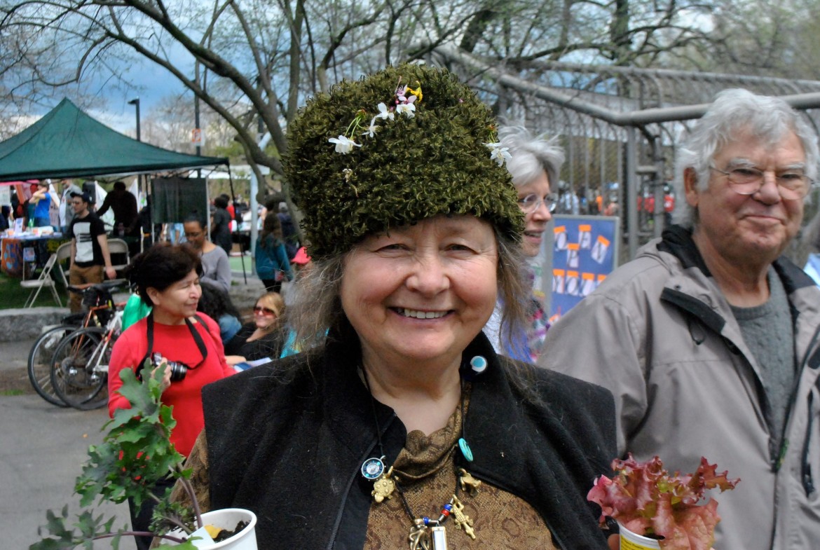 Joy sports a suitable hat for Wake Up The Earth 2014.