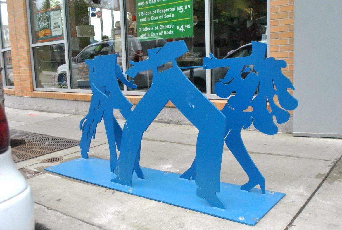 Bike rack made by Boston Public School students through Artists for Humanity