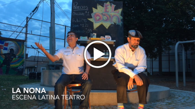 Screenshot of clip of Escena Latina Teatro's production of "La Nona" in Mozart Park on July 29, 2014.