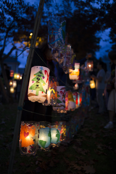 Spontaneous Celebrations, Jamaica Plain residents and other community members created lanterns out of plastic soda bottles and tissue paper for the Jamaica Pond Lantern Parade held on Oct. 18 and 19, 2014. Lanterns were sold for $5 to $20 each.