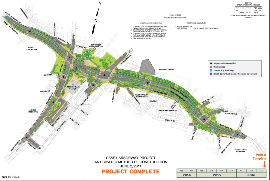 Final configuration of Casey Arborway, as drawn in June 2014.