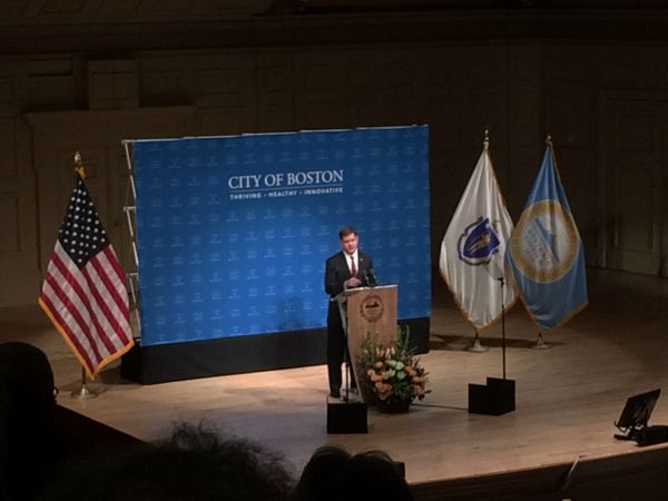 Mayor Marty Walsh delivers his first State of the City address. Tuesday, Jan. 13, 2015 at Symphony Hall.