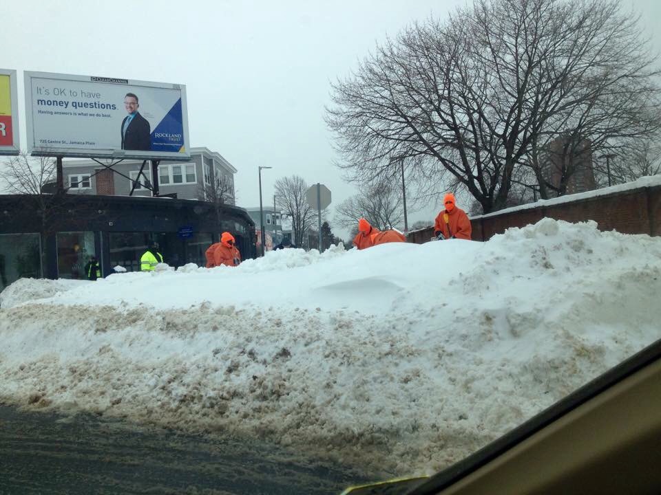 Inmates shovel Hyde Square on Tuesday, Feb. 17, 2015.