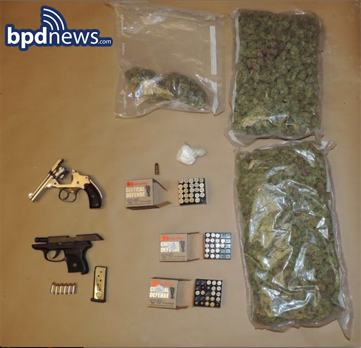 Drugs and guns allegedly found by police at the 18 Pompeii St. home of the Rev. Shaun Harrison.