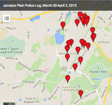 Jamaica Plain Police Log screen shot