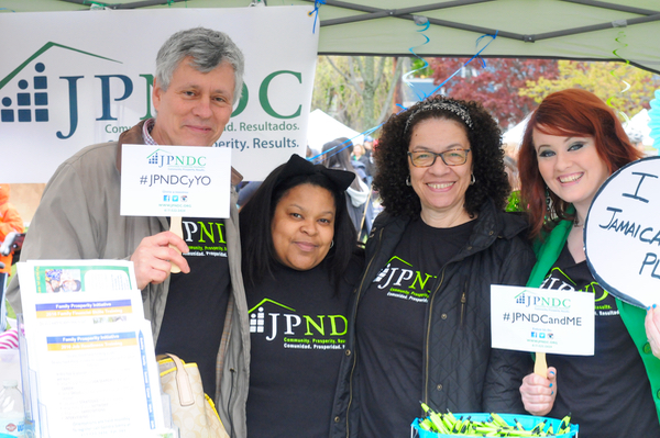 The JP Neighborhood Development Corp.'s booth at WUTE 2016. From left: Executive Director Richard Thal, Francia De Jesus, Anna Waldron and Kelly Ransom.