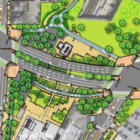 Detail of official Casey Arborway plan showing new entrance to Forest Hills T north of New Washington Street.