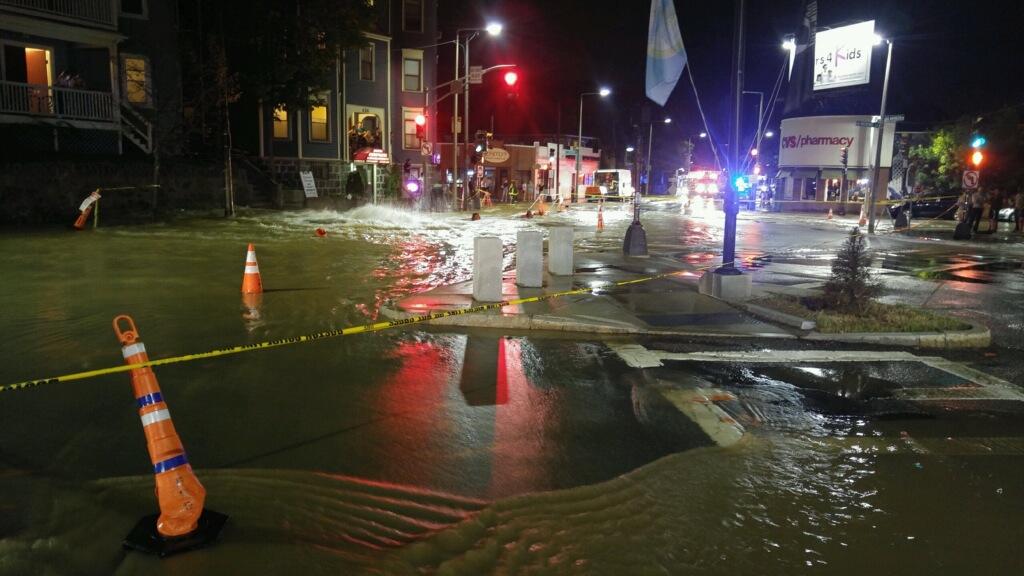 Water main break at Canary Square, Friday, Sept. 9, 2016.
