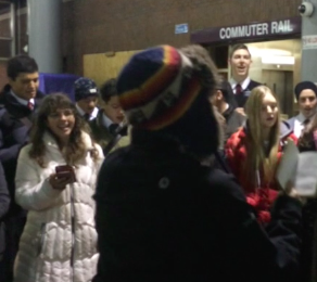 Screen shot from video of Latter-Day Saints carolers